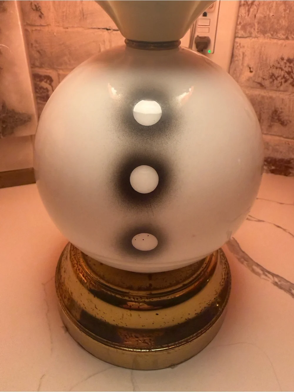 Vintage Raggedy Ann Inspired Milk Glass Face Lamp - Orange Accents